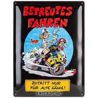 BLECHSCHILD 30/40 cm MOTOmania Betreutes Fahren - Multicolor, Metall (30/40/0.2cm) - Nostalgic-Art