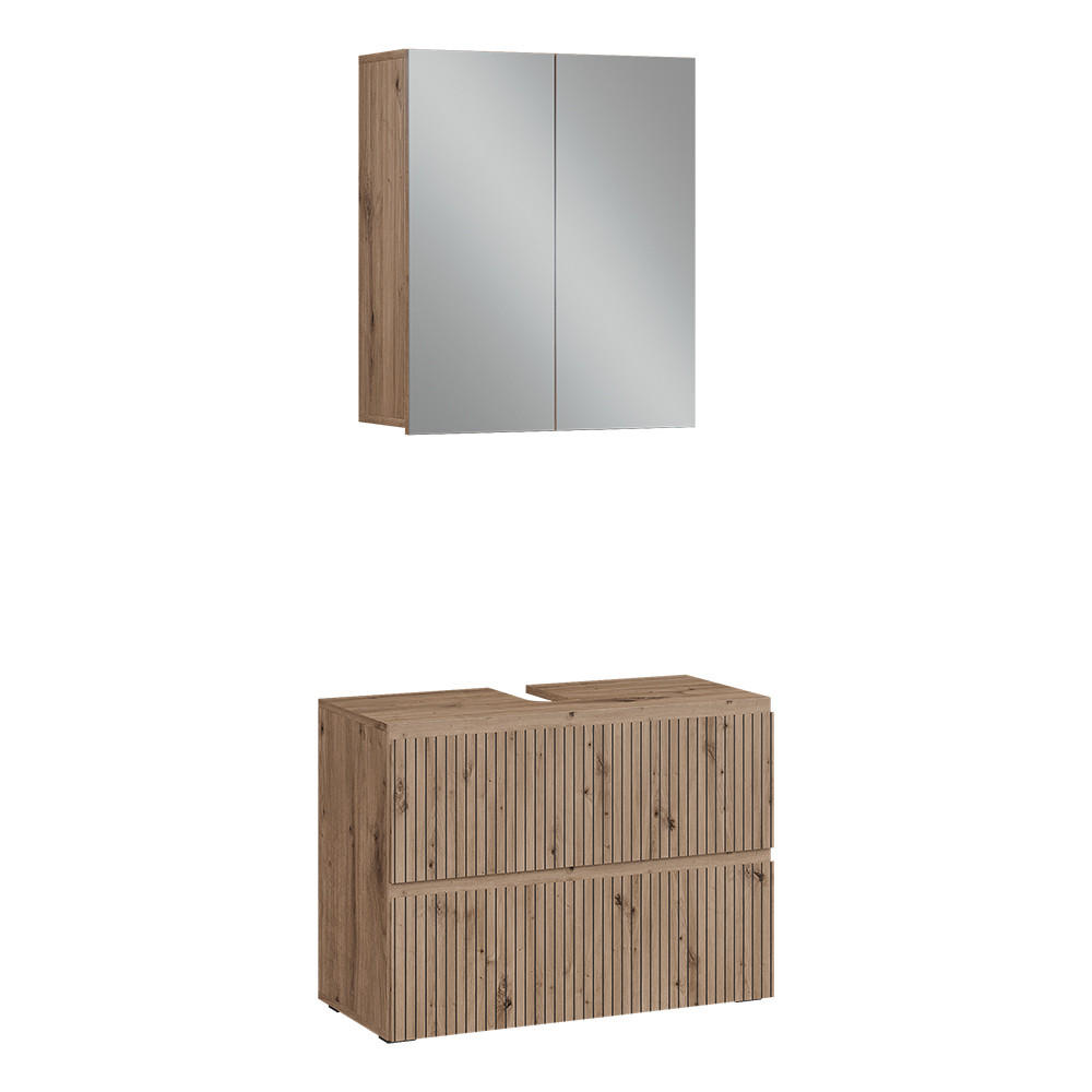 BADMÖBEL-SET Takumi Artisan 2 Teile - Hellgrau, Holzwerkstoff (60/58/35cm) - Vicco