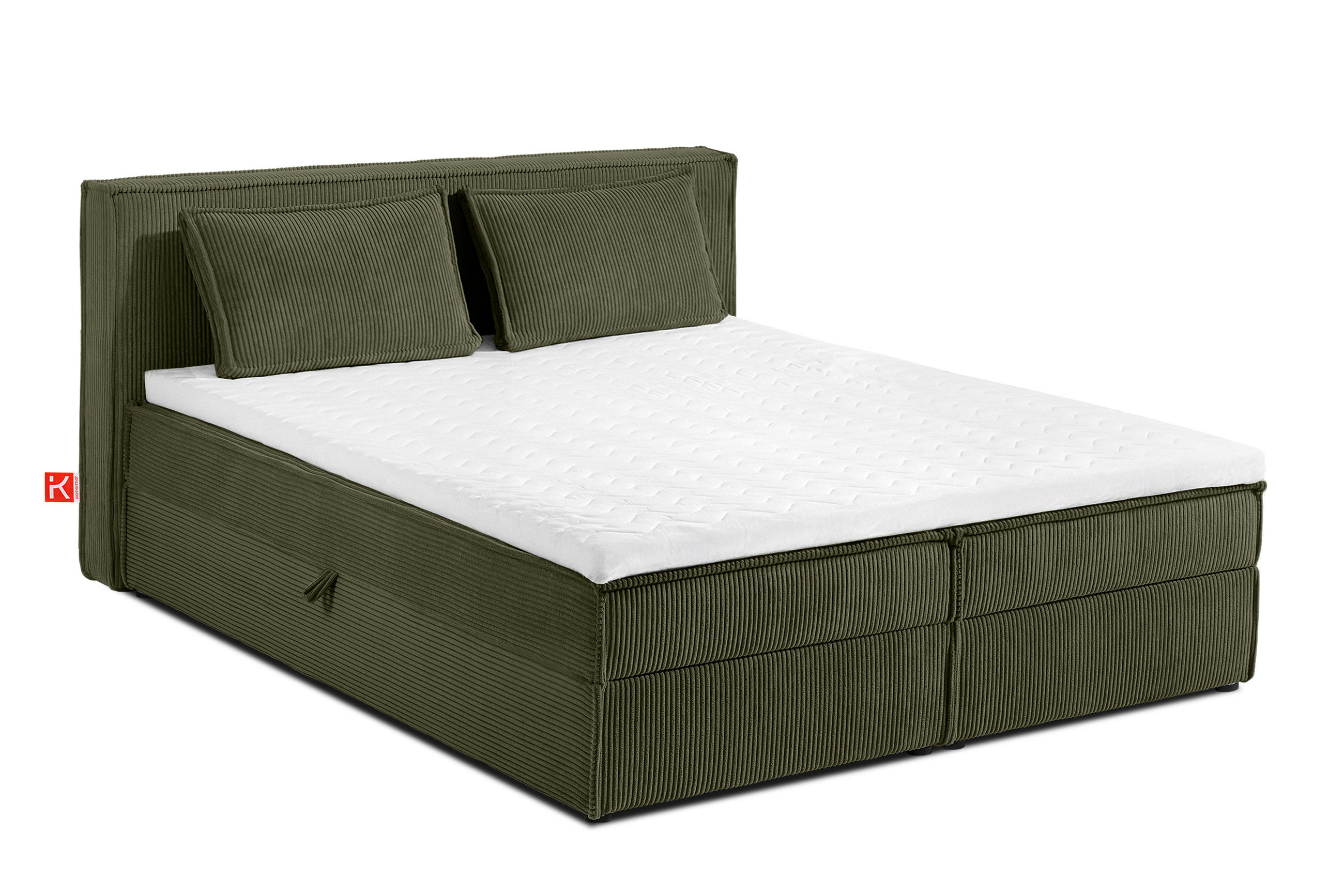 BOXSPRINGBETT ROTI mit Stauraum, oliv - Schwarz/Olivgrün, Holz/Holzwerkstoff (160/200cm) - KONSIMO®