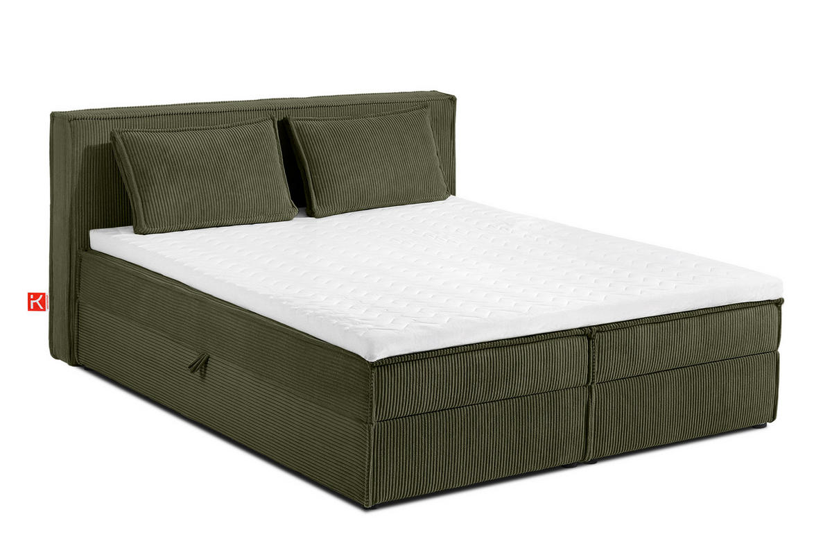BOXSPRINGBETT ROTI mit Stauraum, oliv - Schwarz/Olivgrün, Holz/Holzwerkstoff (160/200cm) - KONSIMO®