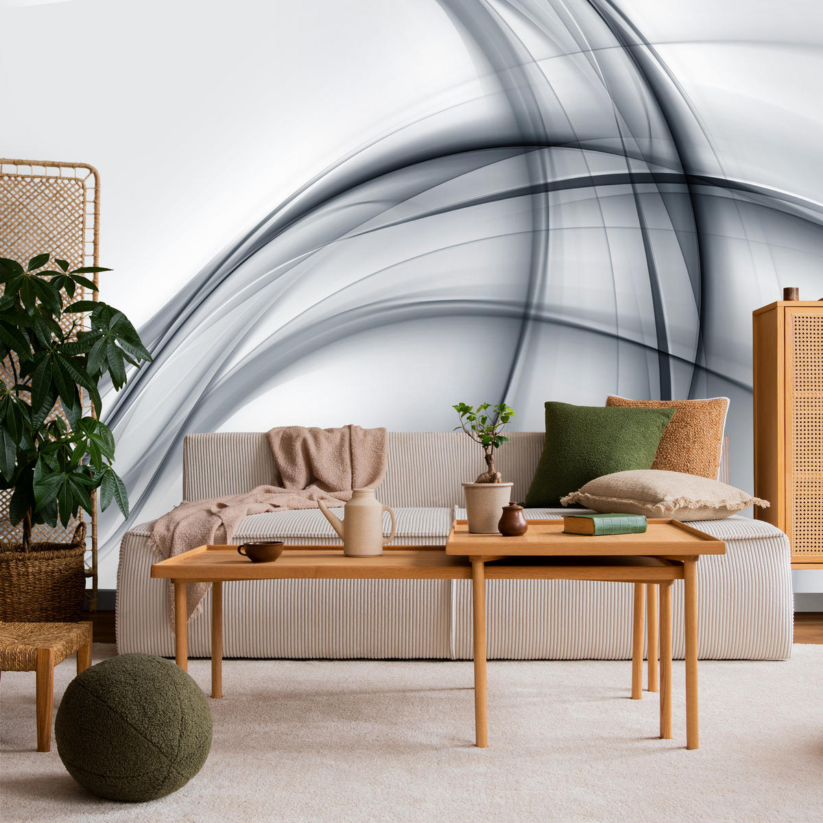 FOTOTAPETA Pre Obývaciu Izbu Abstraktné Sivé Línie Moderný Vzor 500 x 350 cm - čierna/sivá, papier (500/350cm) - Muralo