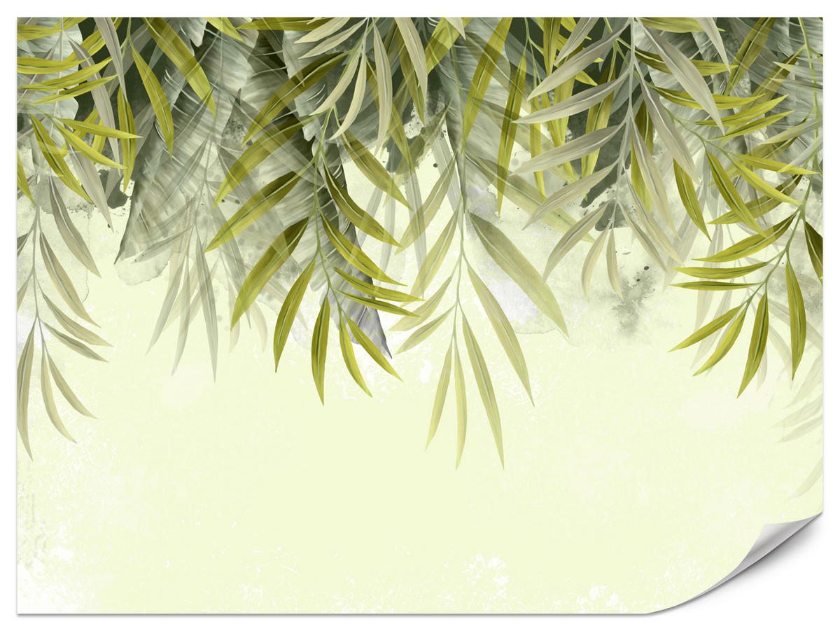 FOTOTAPETE für Schlafzimmer Exotische Blätter Grün Tropisch 450x315 - Grün, Papier (450/315cm) - Muralo