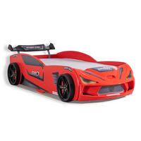 AUTOBETT 90x200 Rio Kinderbett mit LED Leuchte und Lattenrost - Rot, Holzwerkstoff (90/200cm) - Aileenstore