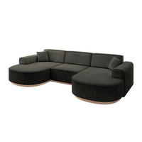 WOHNLANDSCHAFT MARI-U1-v1 - 303x171x83 cm Schwarz Velours - Schwarz, Holzwerkstoff/Textil (303/83/171cm) - ALTDECOR