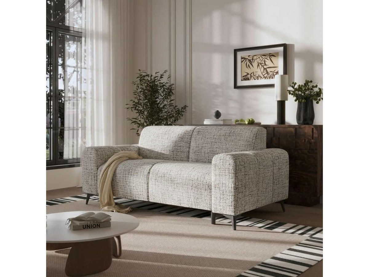 SOFA mit Schlaffunktion LIVIGNO, 205x82x105 cm, Schlafsofa mit Italienischem Ausklappsystem, Dunkelbeige - Cappuccino, Holz/Textil (205/82/105cm) - Trada