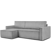 ECKSOFA-LINKS/RECHTS NAPI Schlaffunktion mit Cordbezug, hellgrau - Hellgrau/Schwarz, Textil (246/148cm) - KONSIMO®