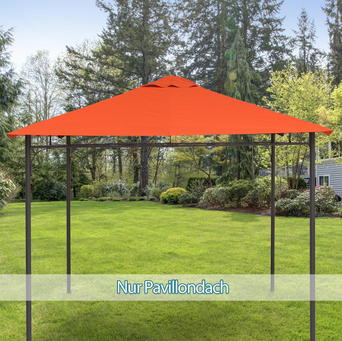 PAVILLON-ERSATZDACH 298/295 cm mit PA-Beschichtung, 8 Entwässerungslöchern und 4 Abspannseilen, Orange - Orange, Textil (295/1/298cm) - Redom