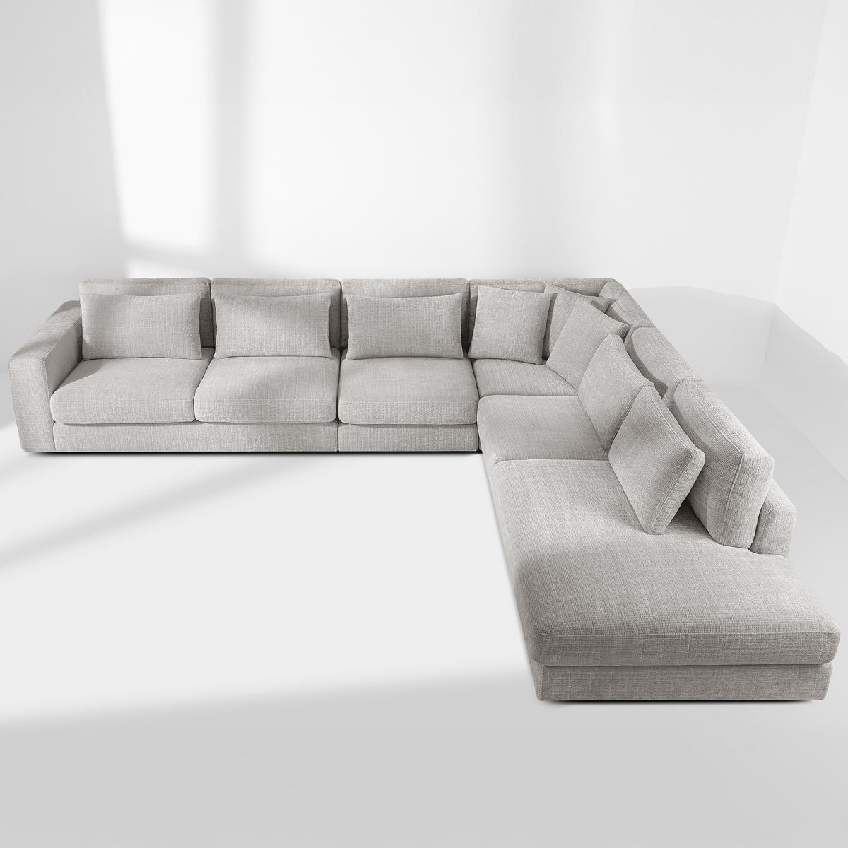 ECKSOFA XL rechts VERUS - Hellgrau, Holz/Holzwerkstoff (377/328cm) - KONSIMO®