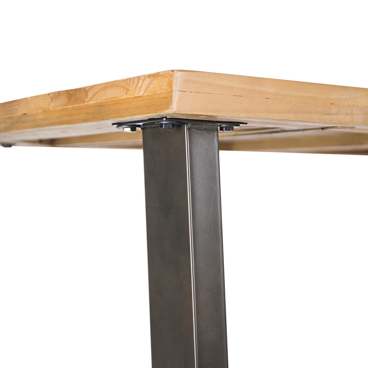 BARTISCH - Pinie massiv / Metall - Beige, Holz (75/120/95cm) - home24