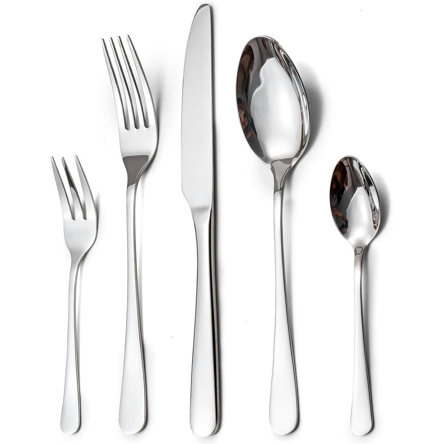BESTECKSET 60-teilig für 12 Personen Edelstahl Spiegelpoliert Silber - Silberfarben, Metall