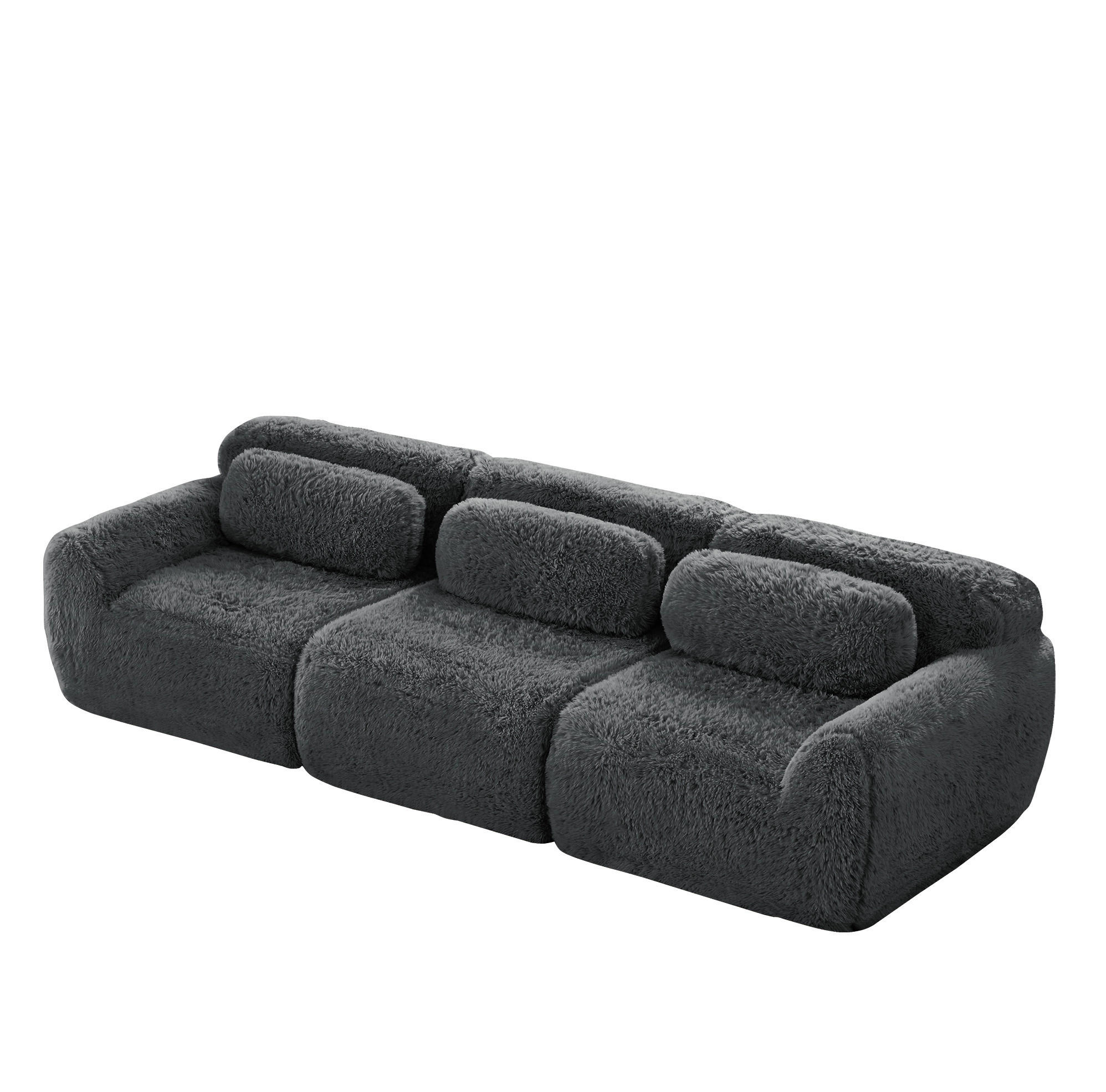 SOFA modular 3-Sitzer Plüsch Grey - Grau, Textil (291/73/104cm) - IVMEU
