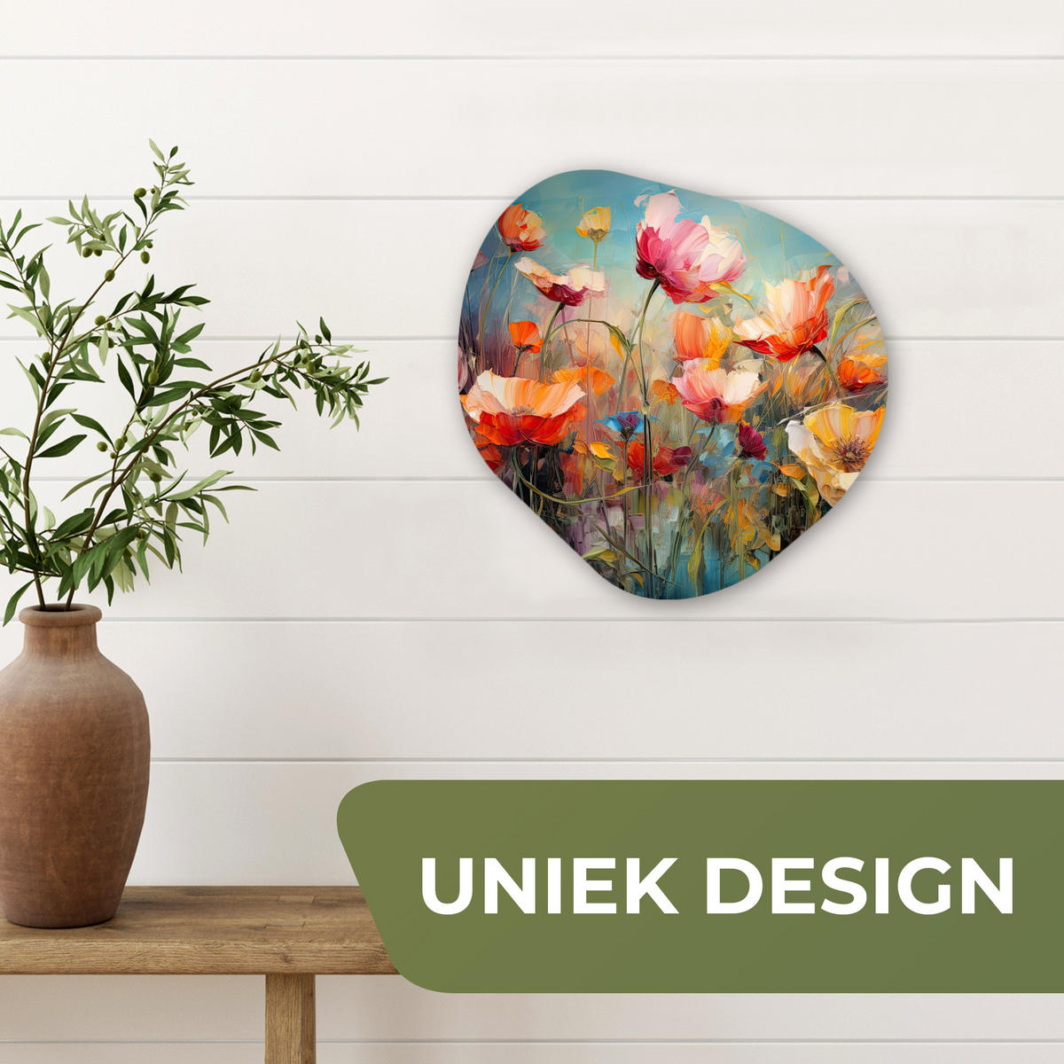 WANDBILD Blumen - Aquarell - Kunst - Botanisch - Natur Wanddeko 40x40 cm - Orange, Kunststoff (40/40cm) - MuchoWow