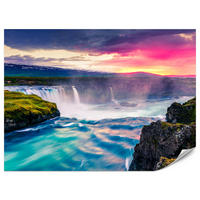 FOTOTAPETE für Esszimmer Godafoss Wasserfall Sonnenuntergang Natur 200x140 - Multicolor, Papier (200/140cm) - Muralo