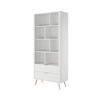 REGAL 88 cm Brando mit Schubladen, Weiß, Beine - Goldfarben/Weiß, Holz/Metall (88/194/38cm) - Emporius