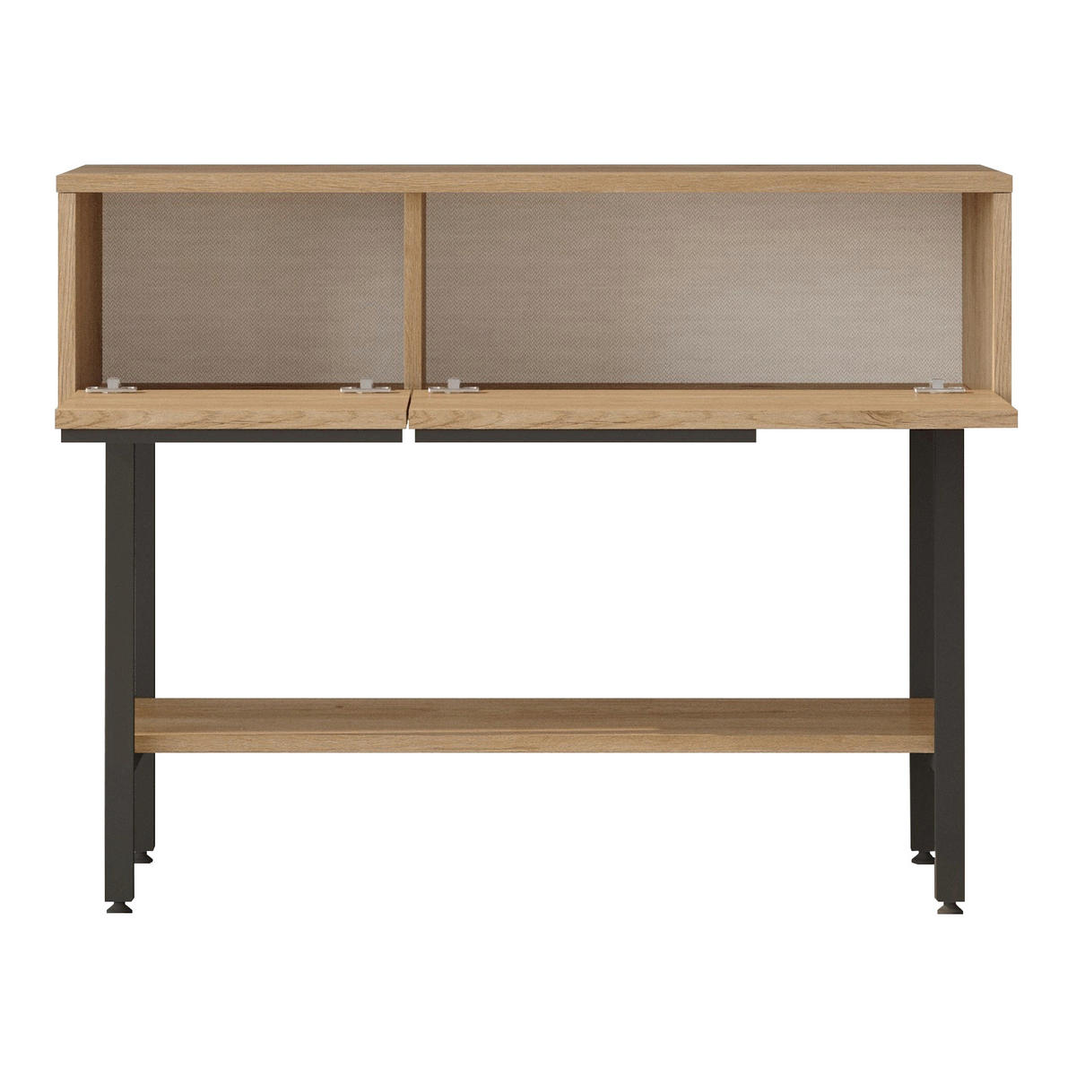 FLURTISCH Kvænangen - Eichefarben/Schwarz, Holzwerkstoff/Metall (100/29.5/76cm) - [en.casa]