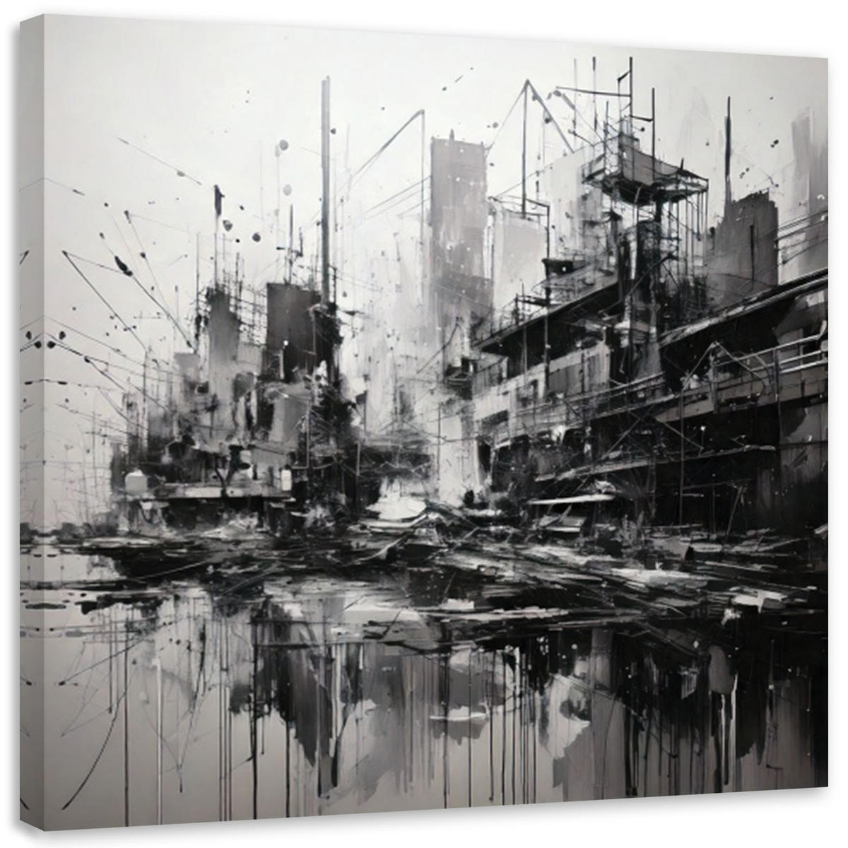 LEINWANDBILD Stadt Architektur Monochrom 30x30cm - Schwarz, Textil (30/30cm) - Feeby