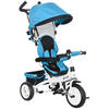 6-IN-1 Dreirad mit Schubstange, Kinderdreirad mit abnehmbarem Sonnendach Blau - Blau, Metall (95/50/106cm) - HOMCOM