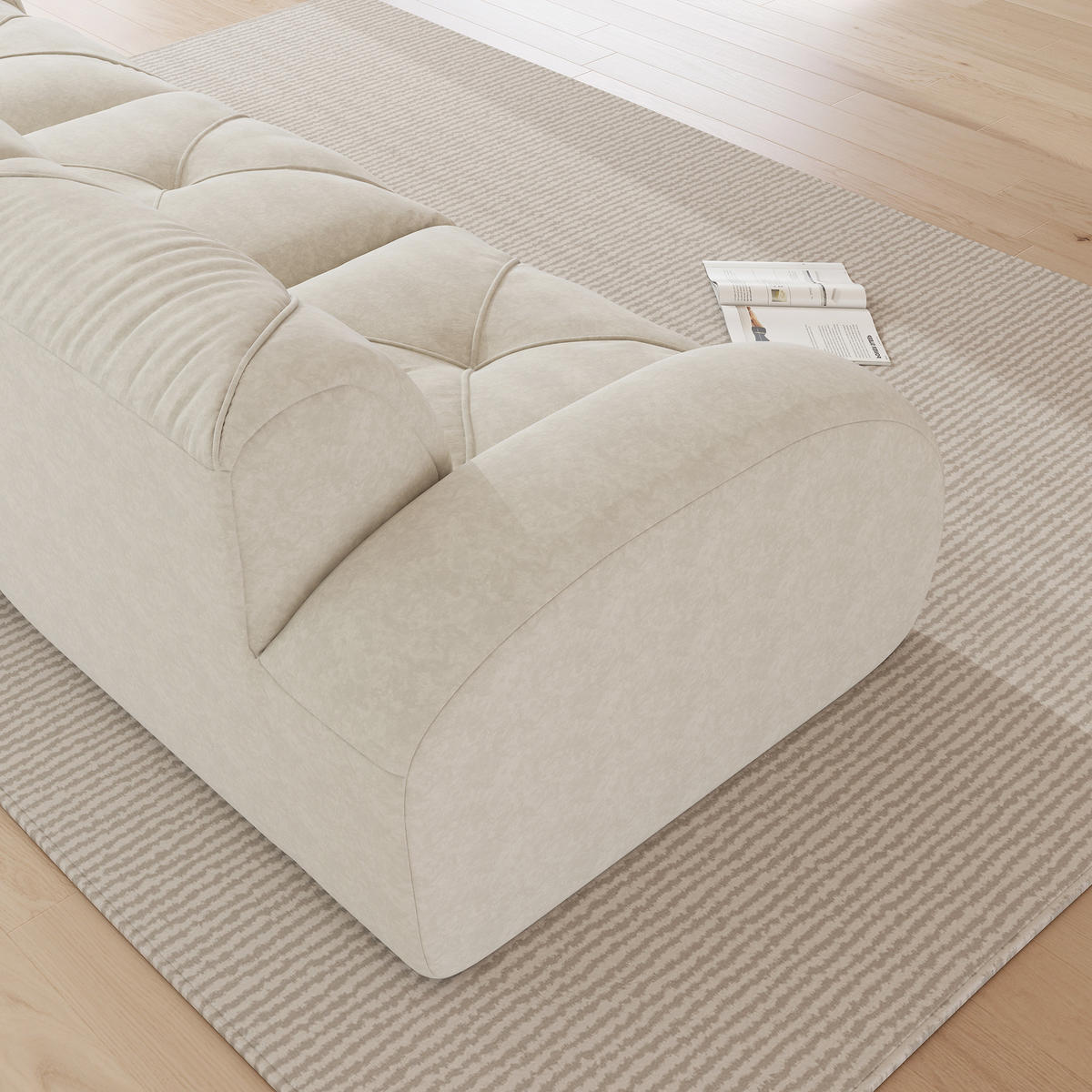 SOFA 204×95×76 cm Chenille rahmenlos modular 2-Sitzer, weiß - Weiß, Textil (95/76/204cm) - Luhomfu