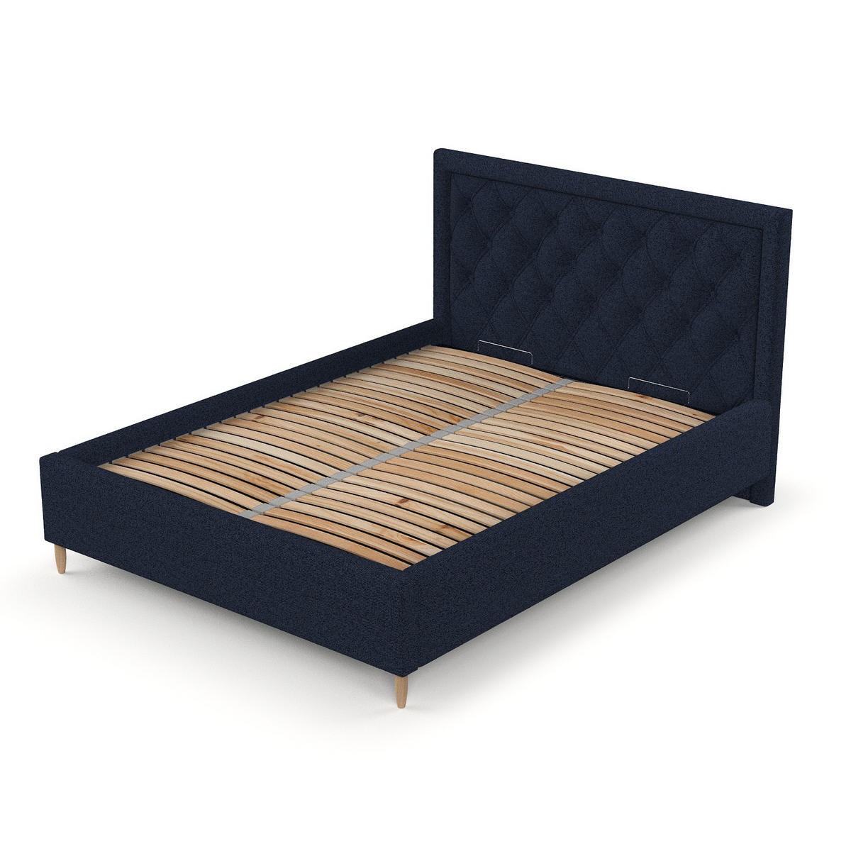 POLSTERBETT Lido 160/200 cm Marineblau im Riva Stoff - Naturfarben/Dunkelblau, Holz/Holzwerkstoff (160/200cm) - AltaBeds