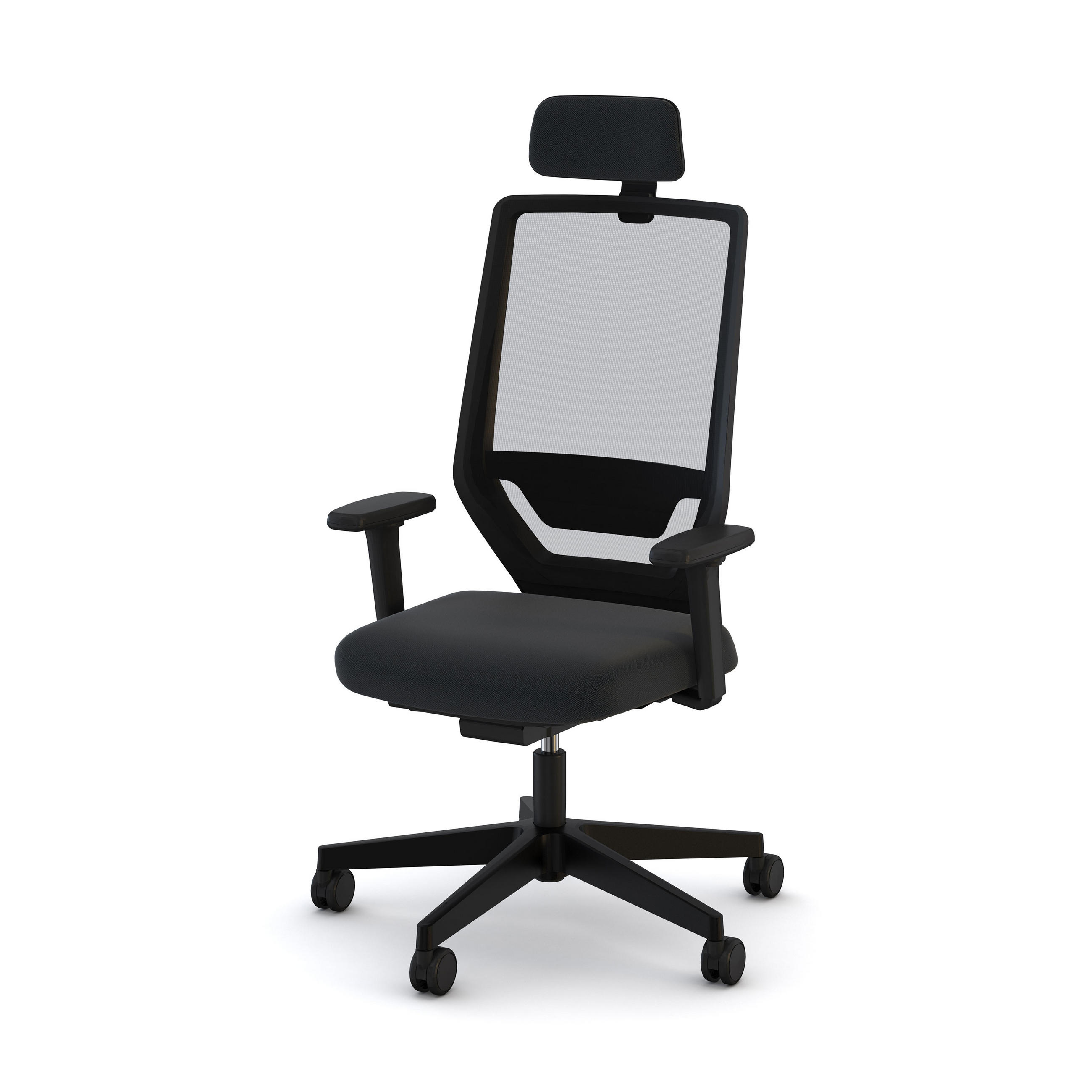DREHSTUHL Bürostuhl Streamo mit Netzrücken und Kopfstütze wie Sitz Schwarz Netzrücken für Luftzirkulation - Schwarz, Textil (48/132/61cm) - ASSMANN