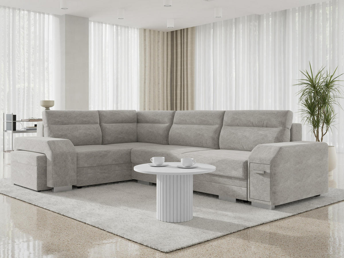ECKSOFA Alvares, Seite: Links - Beige, Holz/Kunststoff (305/205cm) - MIRJAN24