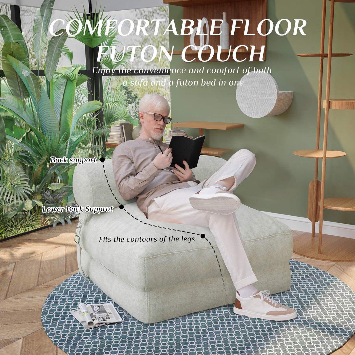 SITZSACK Faltbar Modular Leinen weiß - Weiß, Textil (77/65/72cm) - Vercart