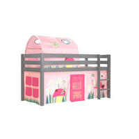 KINDERBETT Karolina 210x114x106 Massivholz Grau Textilset Spring 2 - Hellrosa/Grau, Holz (90/200cm) - 58aufmkessel