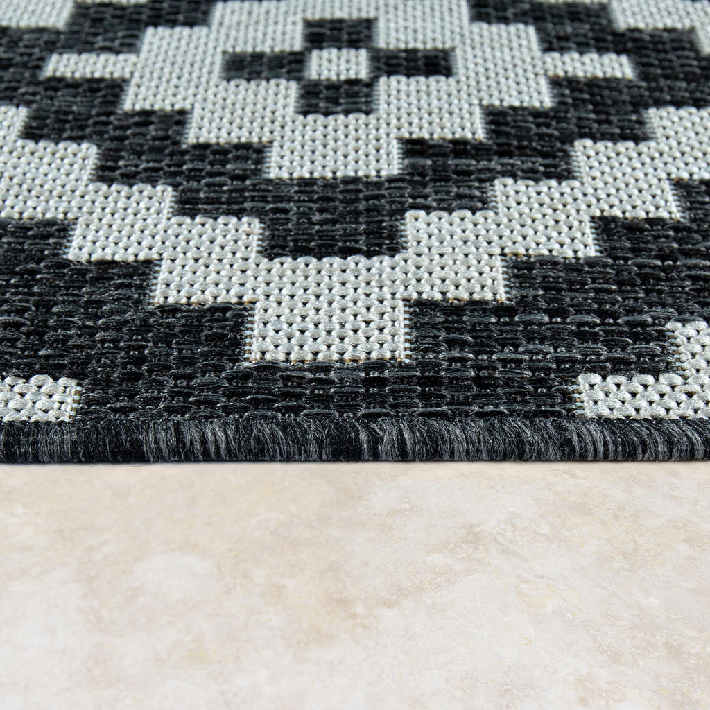 Thumbnail - Paco Home Outdoorteppich, Schwarz, Textil, Rechteckig, 80x200 cm, strapazierfähig, für Fußbodenheizung geeignet, Teppich...