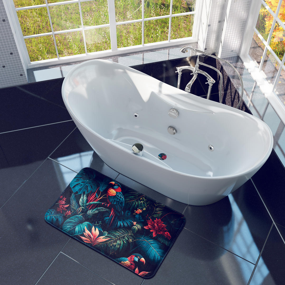 BADTEPPICH Exotic 50 x 80 cm - Grün, Textil (50/80cm) - Sanilo