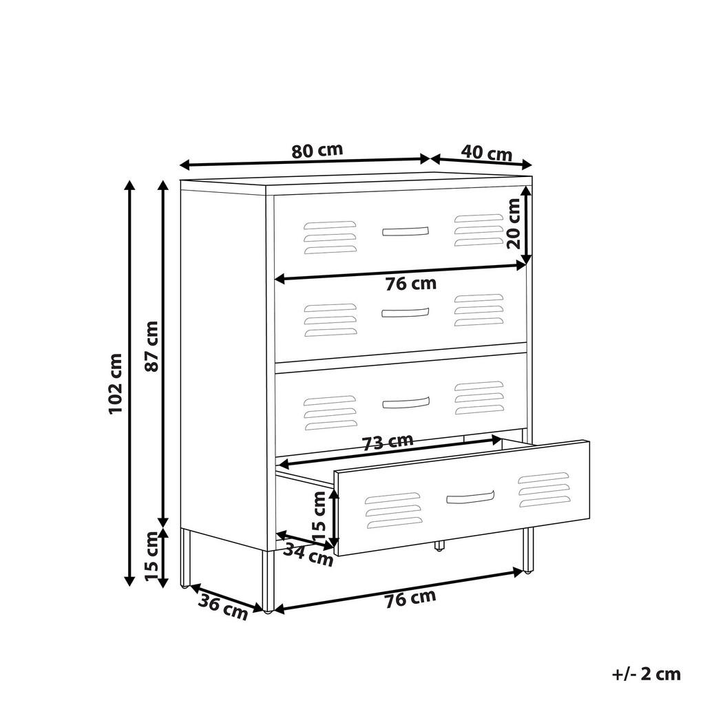 Thumbnail - Beliani Kommode, Schwarz, Metall, 4 Schubladen, 80x102x40 cm, Wohnzimmer, Kommoden & Sideboards, Kommoden