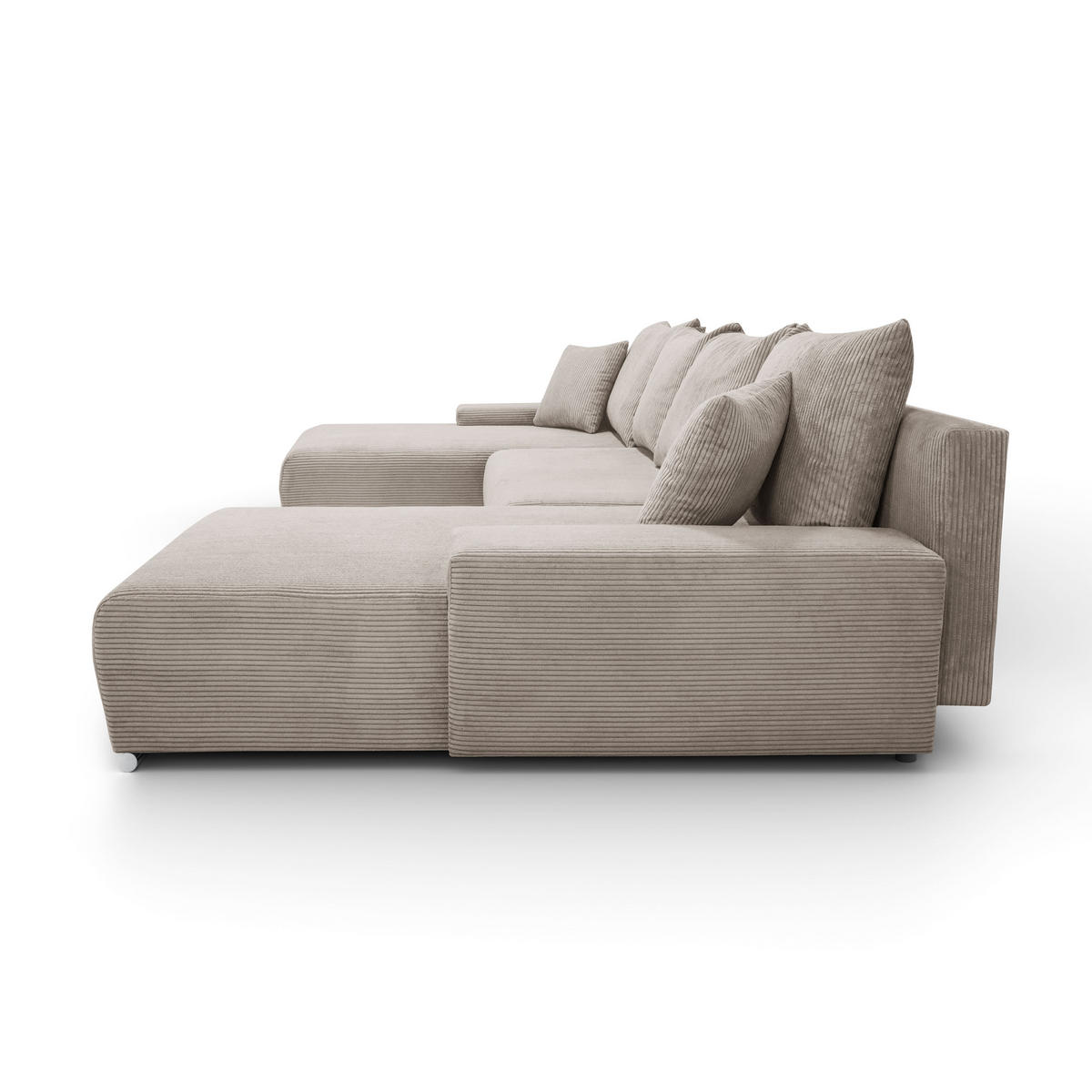 ECKSOFA U-Form Livorno Schlaffunktion Cord-Stoff Beige - Beige, Holz/Kunststoff (348/93/188cm) - Kaiser Möbel