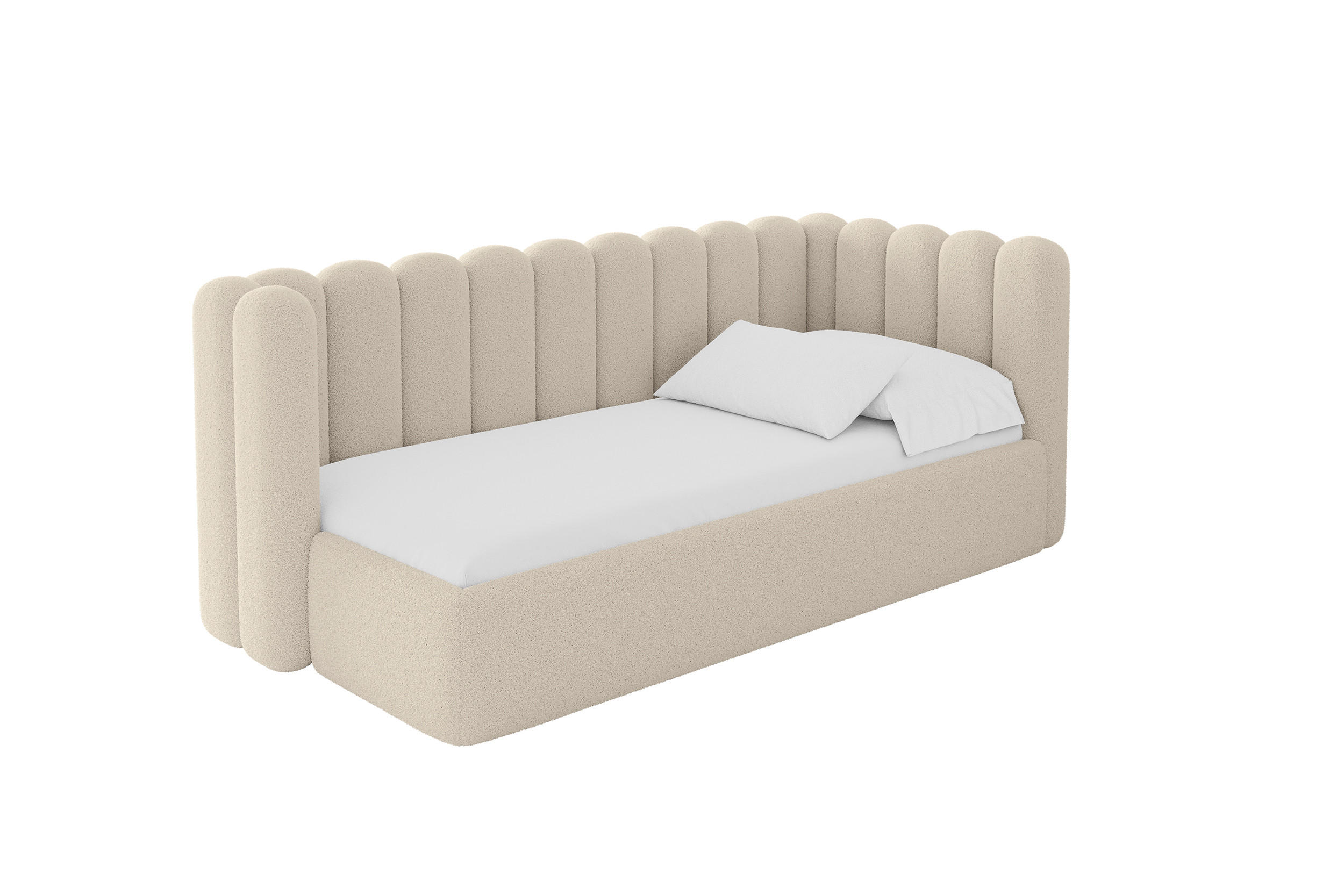 ALTDECOR JEDNOLŮŽKOVÁ POSTEL pro mládež s úložným prostorem, vlevo - HUGY 90x200 tmavě béžová