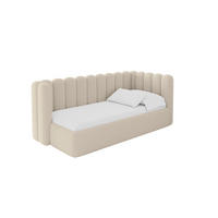 EINZELLBETT Jugendbett mit Bettkasten und Matratze H3/H4, Links - HUGY 100x200 Dunkelbeige - Cappuccino, Holzwerkstoff/Textil (100/200cm) - ALTDECOR