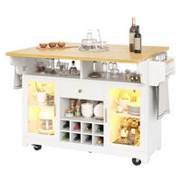KÜCHENINSEL Mit RGB LED Beleuchtung, Auf Rollen Küche, 120/80/95 cm - Weiß, Holzwerkstoff (80/95/120cm) - Rolipo
