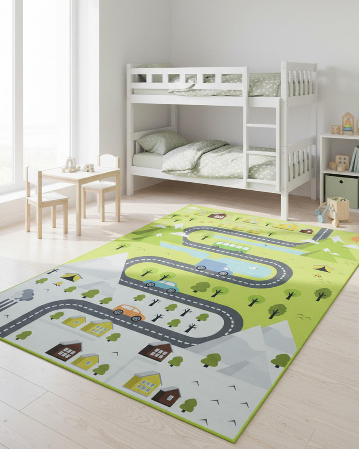 KINDERTEPPICH Bambini Vetta Mazovia 140x200cm Grau Grün Berge Kurzflor - Grau, Textil (140/200cm) - Mazovia