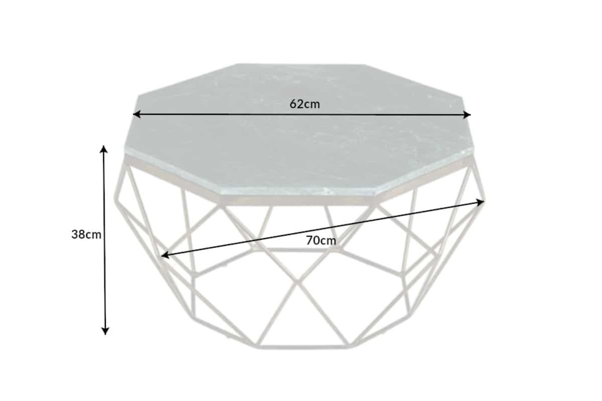 COUCHTISCH DIAMOND Eisen|Marmor rechteckig Grün 70cm - Braun/Grün, Stein/Metall (70/70/38cm) - riess-ambiente