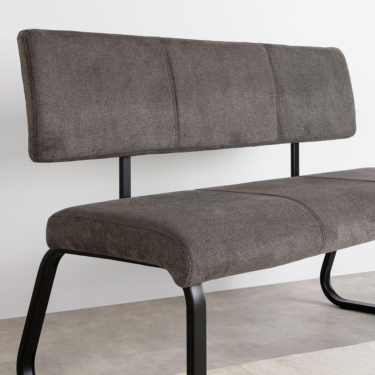 ESSZIMMERBANK VILAS - Schwarz, Textil/Metall (136/89/59cm) - IDIMEX