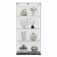 VITRINE 4-stufig mit Doppeltüren, Schwarzrahmen - Schwarz, Glas (78.5/163/35cm) - Joyfair