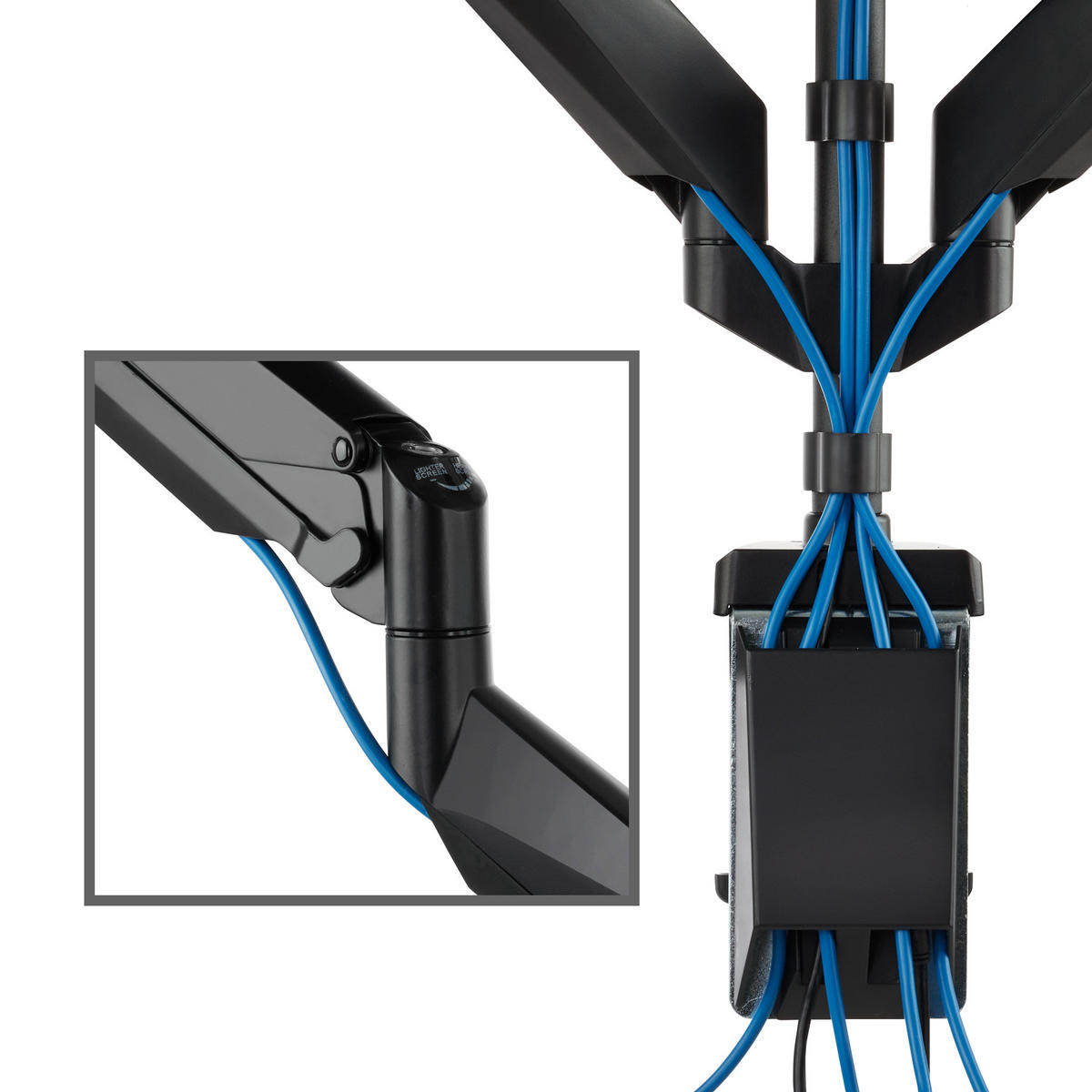 MONITORHALTERUNG, mit Kabelführung,schwarz - Schwarz, Metall (120/14/125cm) - tectake