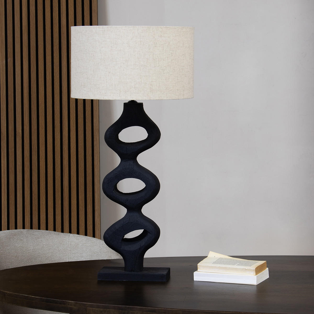 TISCHLAMPE aus Mangoholz 80cm, schwarz - Schwarz, Holz (40/40/80cm) - Giga Meubel