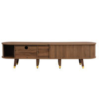 TV Lowboard 2 Schiebetüren, 2 Schubladen, Holz - Braun, Holz (175/45/38cm)