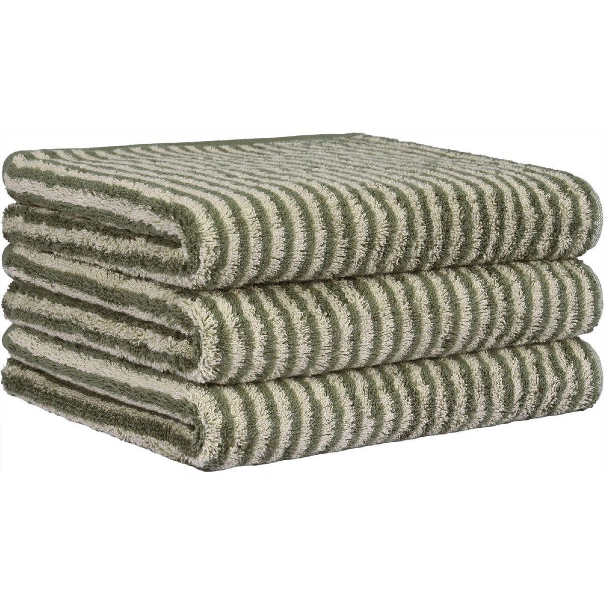 HANDTUCH TWO-TONE STRIPES 480 FIELD - 34 - Grün, Textil (50/100cm) - Cawoe