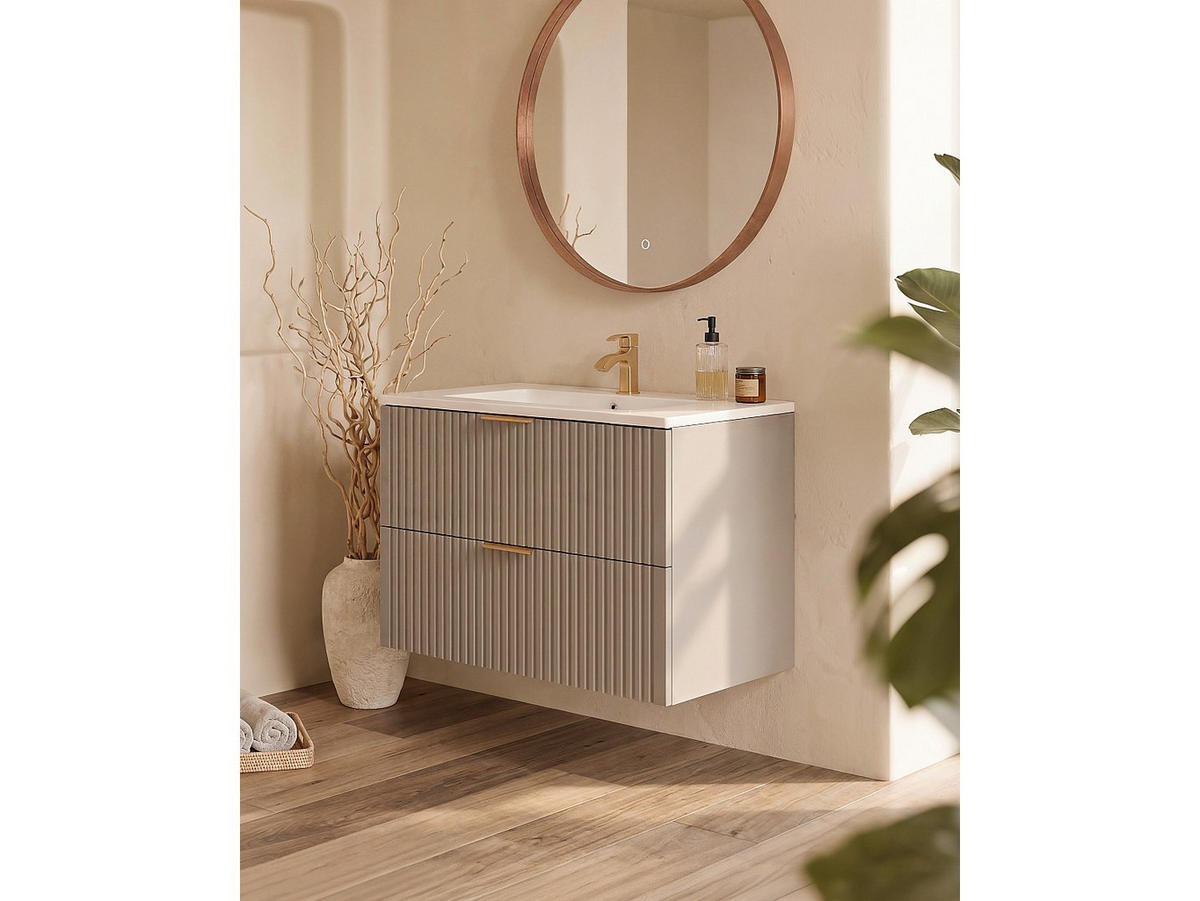 WASCHBECKENUNTERSCHRANK - 80 cm x 46 cm - holz - beige Zevara - Beige, Holz (80/57/46cm) - Vente-Unique