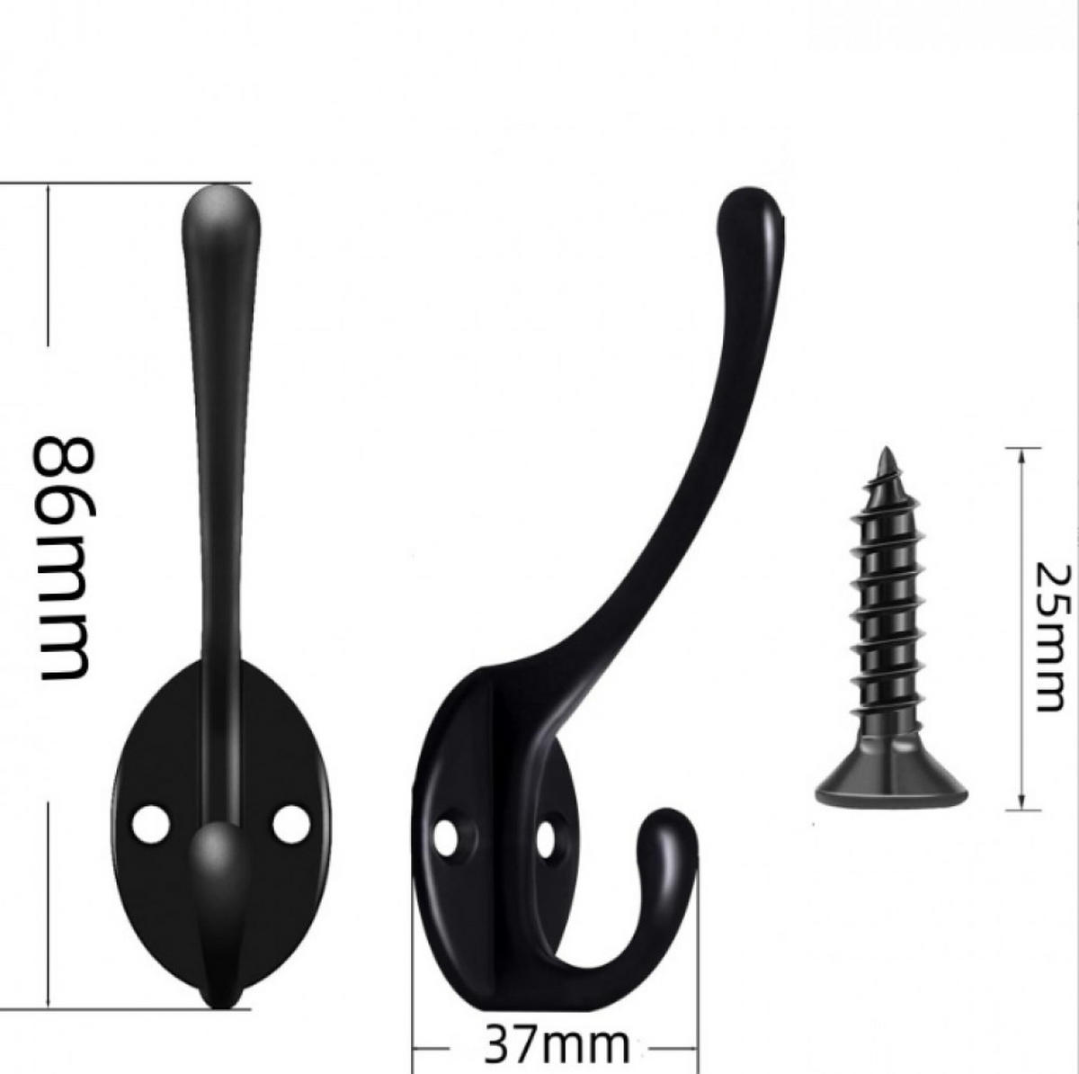 HANDTUCHHAKEN , Set mit 12 Wandhaken - Schwarz, Metall (3.7/3.7/8.6cm) - BELZ