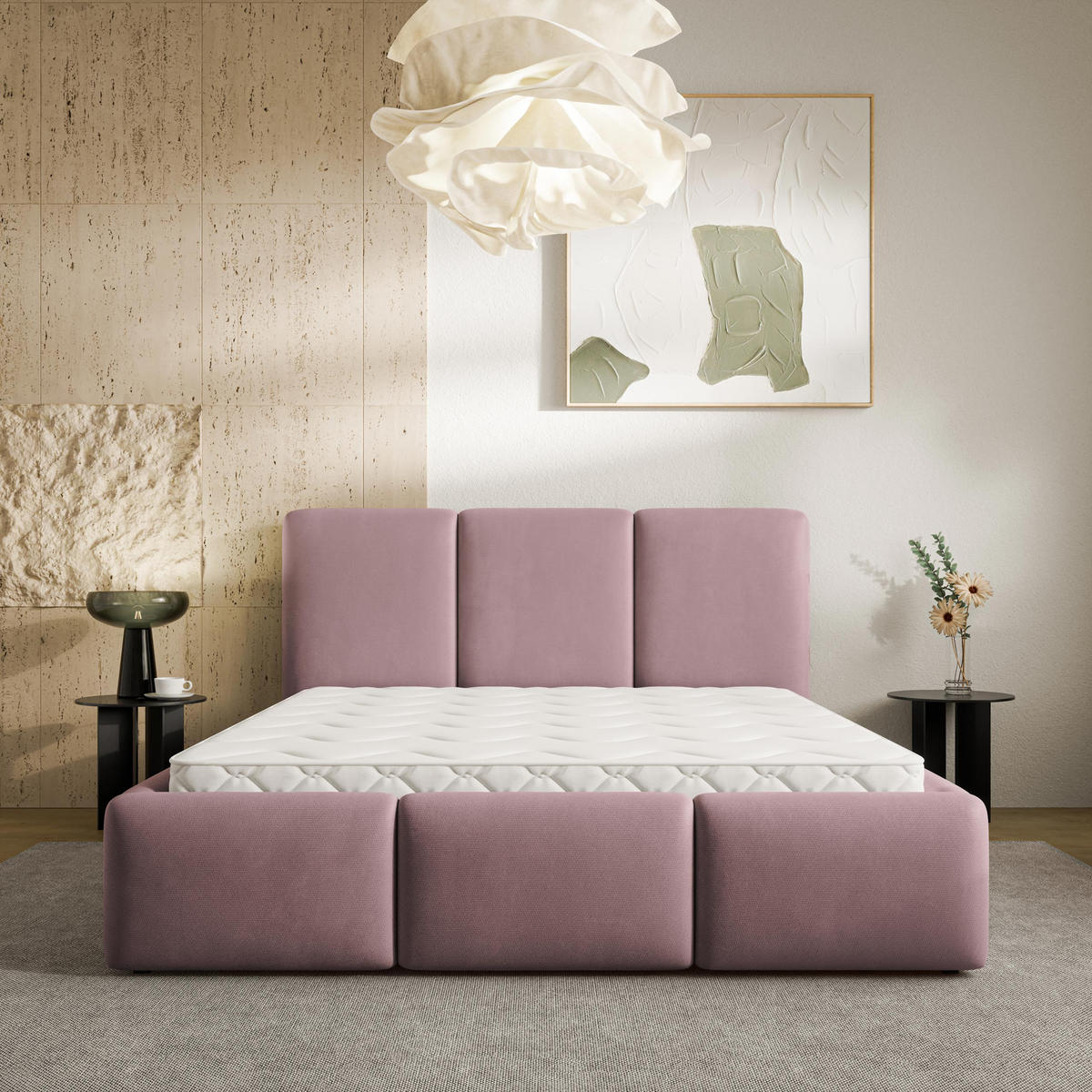 ČALOUNĚNÁ Postel ARSIL 120x200 cm Pudrově růžová - světle růžová, kompozitní dřevo/textil (120/200cm) - MASSENO