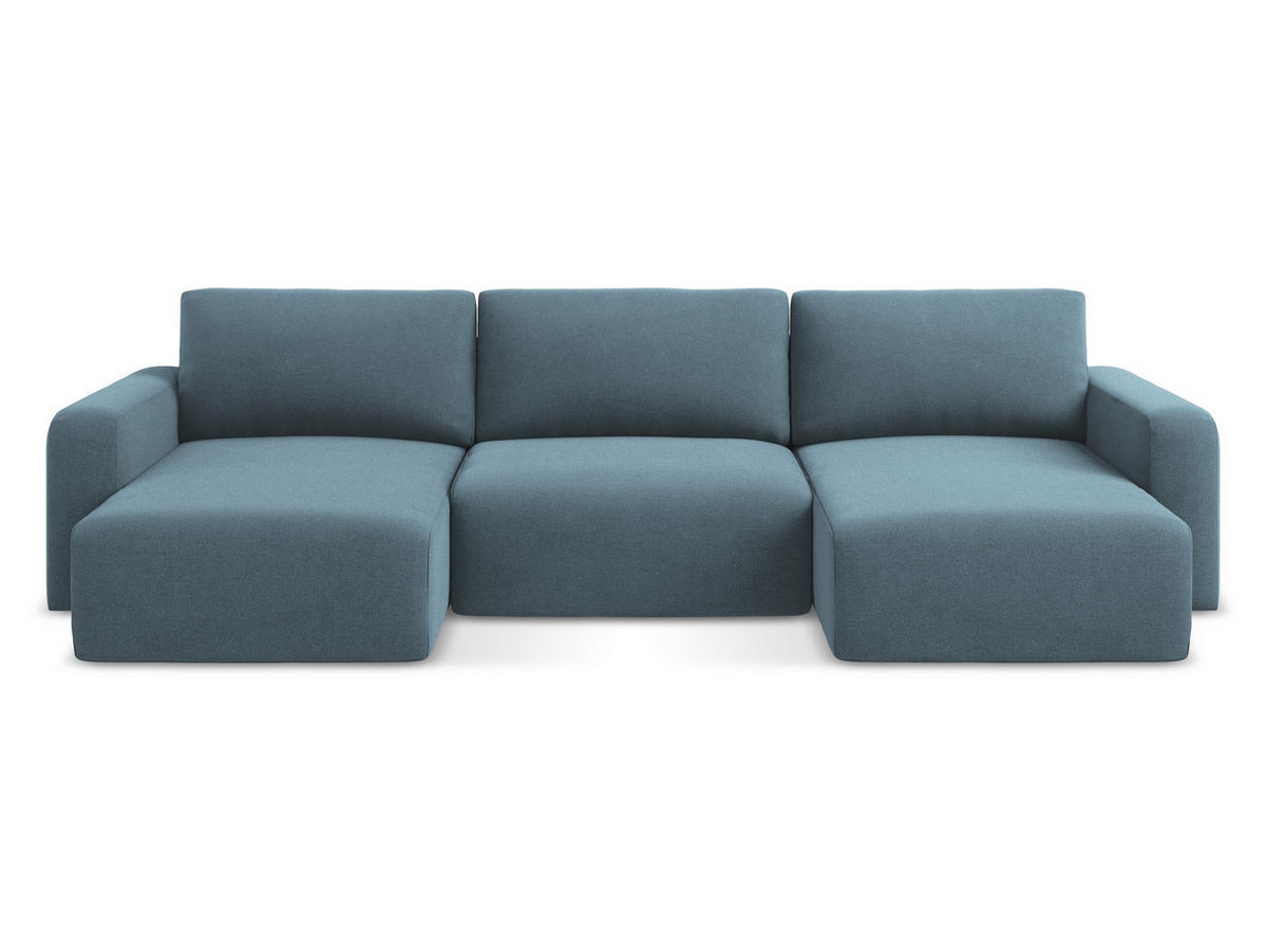 WOHNLANDSCHAFT Strukturstoff Stoff Blau - Blau/Schwarz, Kunststoff/Textil (332/79/149cm) - Makamii