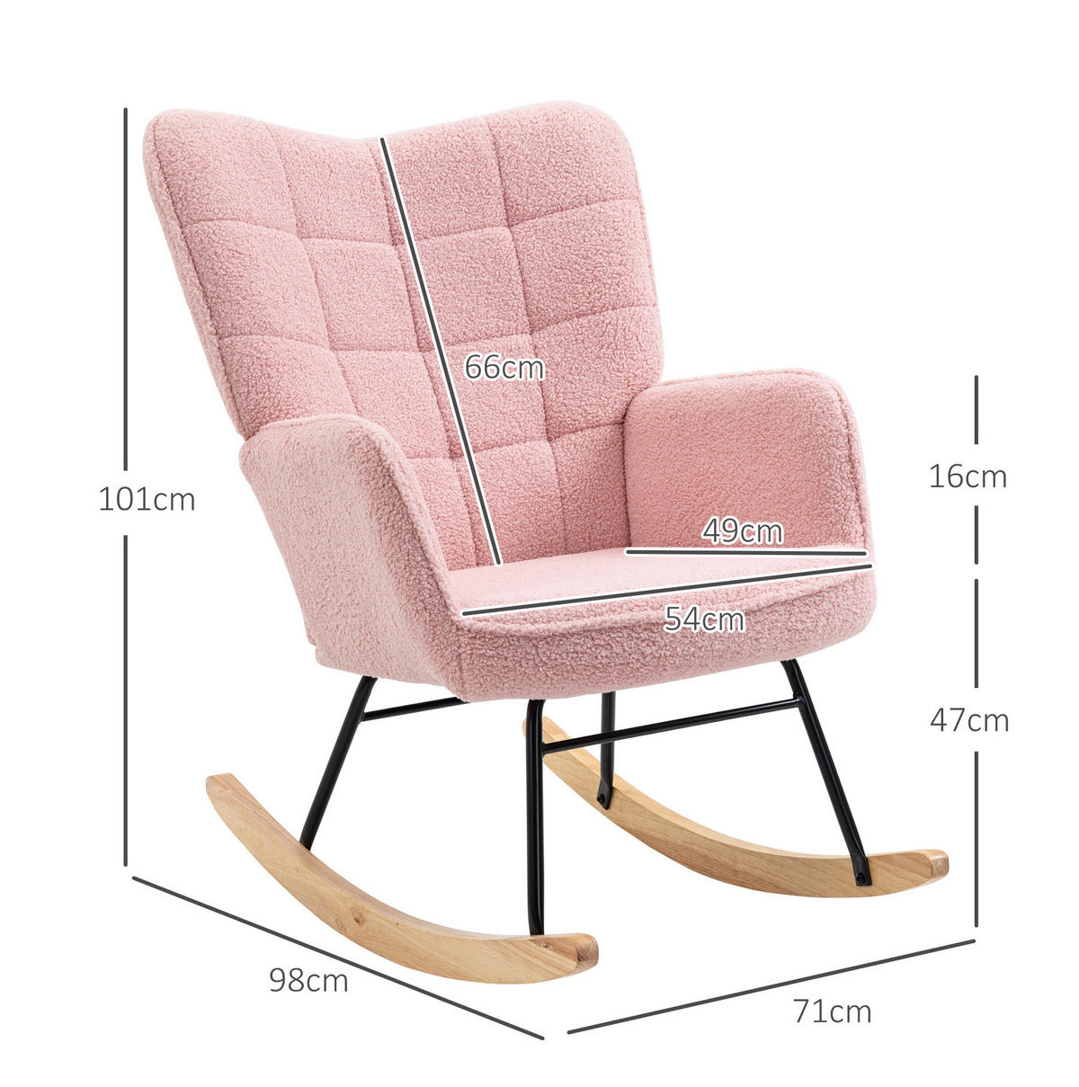 SCHAUKELSTUHL Polyester mit hoher Rückenlehne, Armlehnen 71/98/101 cm Rosa - Rosa, Textil (98/101/71cm) - Redom