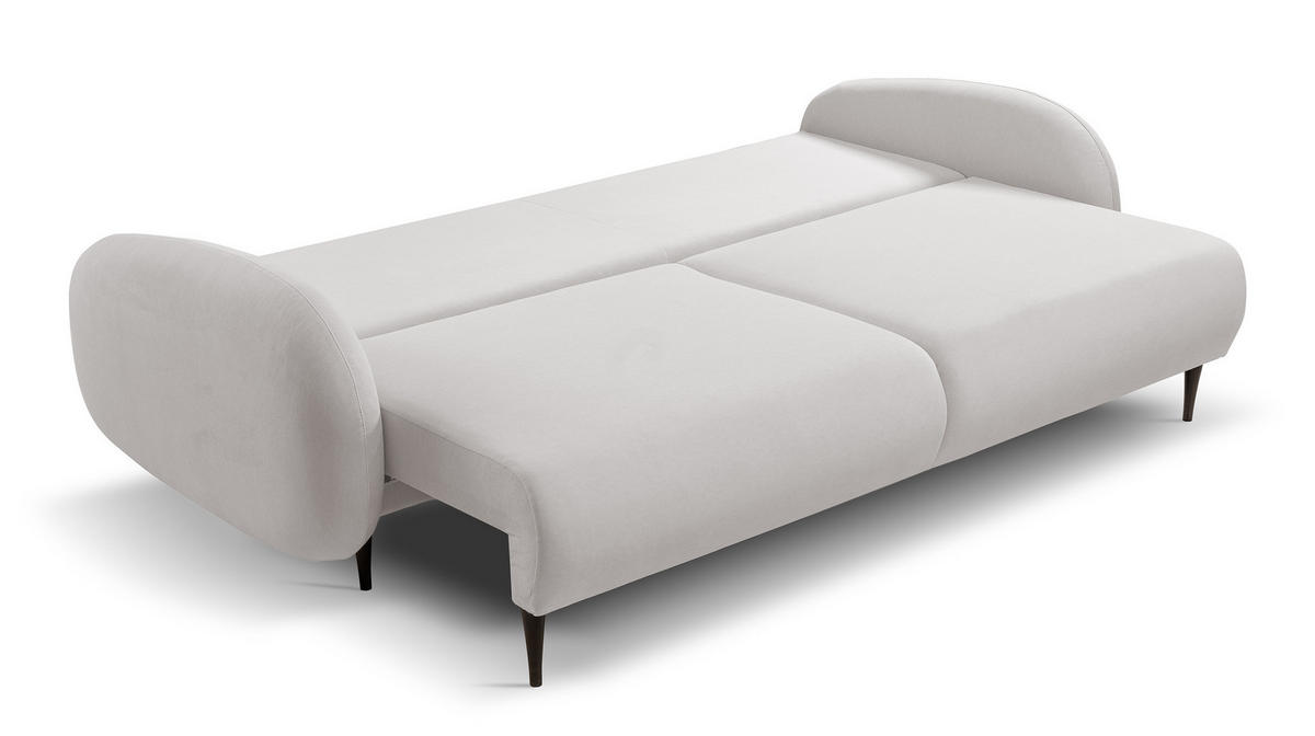 SCHLAFSOFA Bafra Creme Velours - Creme/Schwarz, Holz/Textil (232/92/102cm) - Selsey