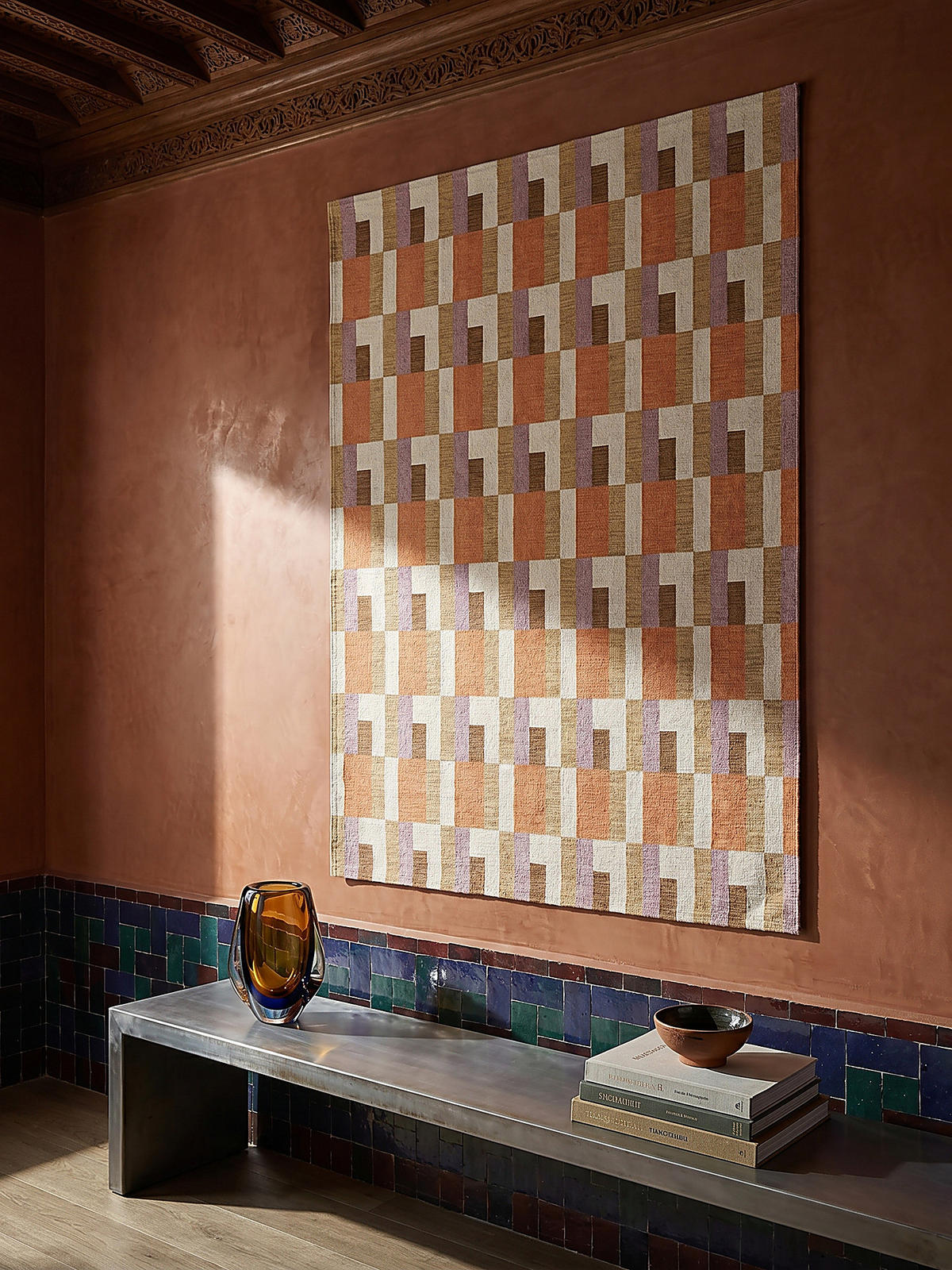 TEPPICH COQUET, geometrisch, Orange-Natur, 155 x 230 cm - Orange, Textil (155/230cm) - KADIMA DESIGN