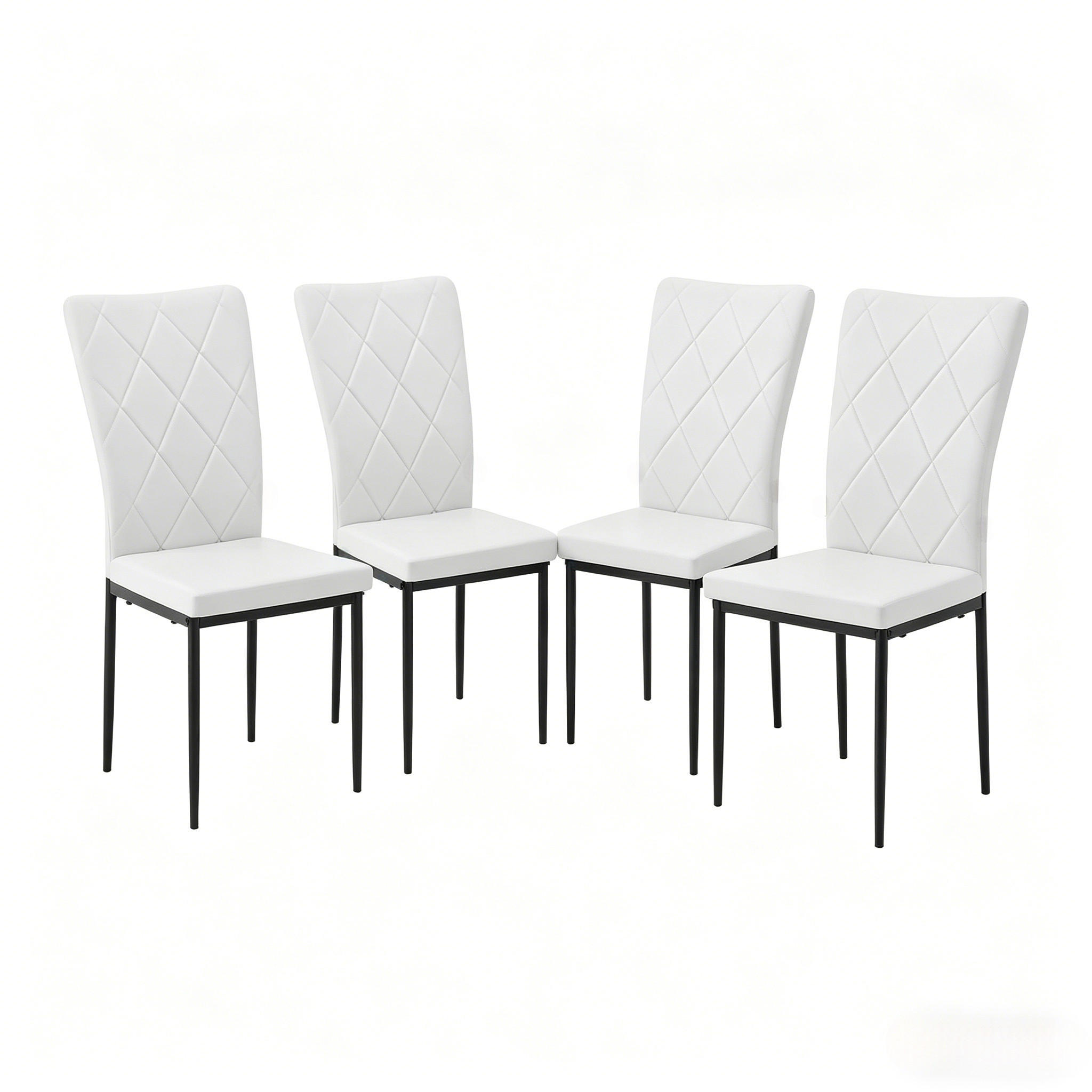 STUHL-SET DE-36120 4 Stück mit Kunstlederbezug Weiß - Weiß, Metall (42.5/94.5/40cm) - ComfortXL
